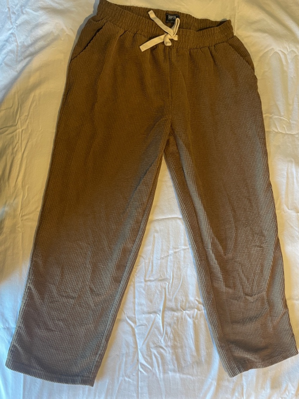 Men's Brown Waffle Knit Drawstring Joggers